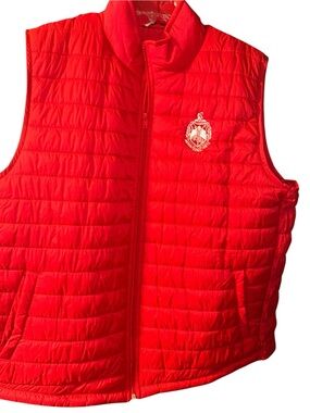 Delta Sigma Theta Sorority DST red puff vest size XL with crest patch